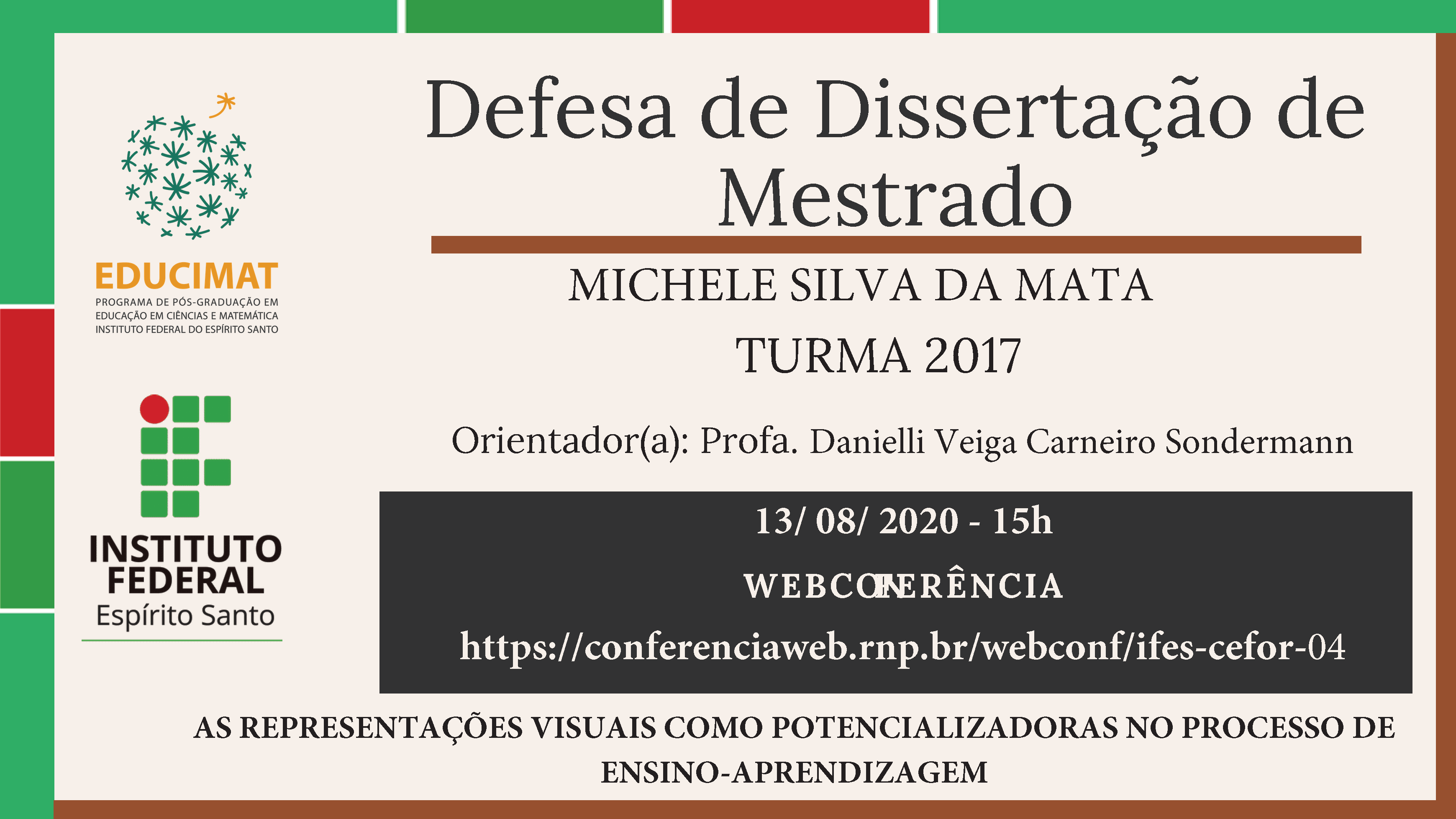 Defesas de Mestrado MICHELE SILVA DA MATA 13.08.2020 DIV SITE